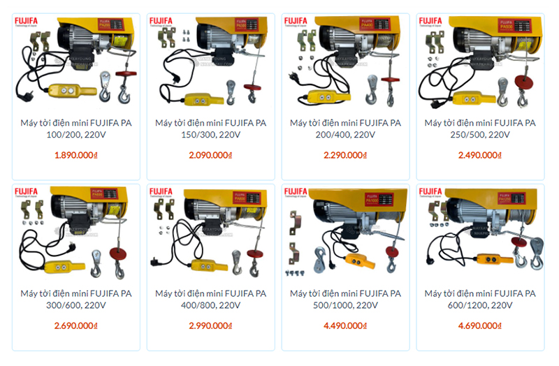 Báo giá máy tời điện mini cập nhật mới nhất