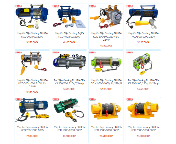 Bảng giá máy tời điện đa năng cập nhật mới nhất 